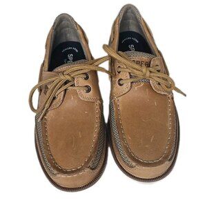 Sperry Top Sider Men's Surveyor 2-Eye Linen-Brown Boat Shoes-STS22066-Size 8 NEW